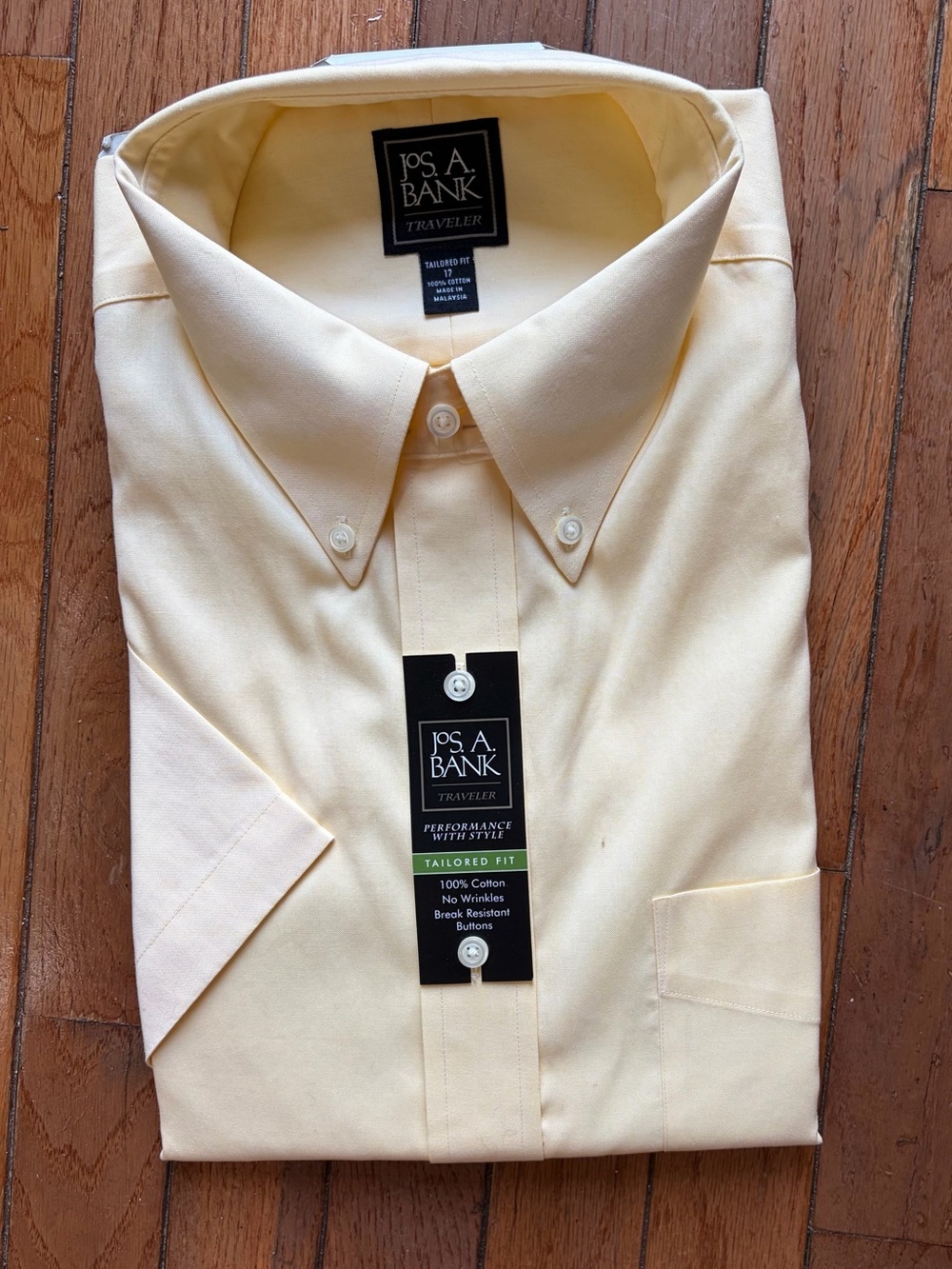 Jos. A. Bank Short-Sleeve Dress Shirt in Pale Yellow